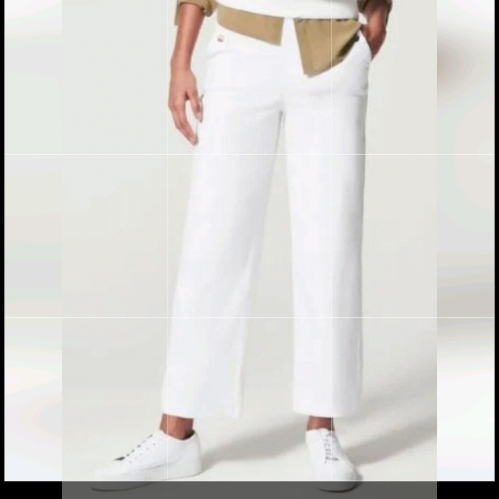 Spanx White Wide-Leg Cropped Pant Small